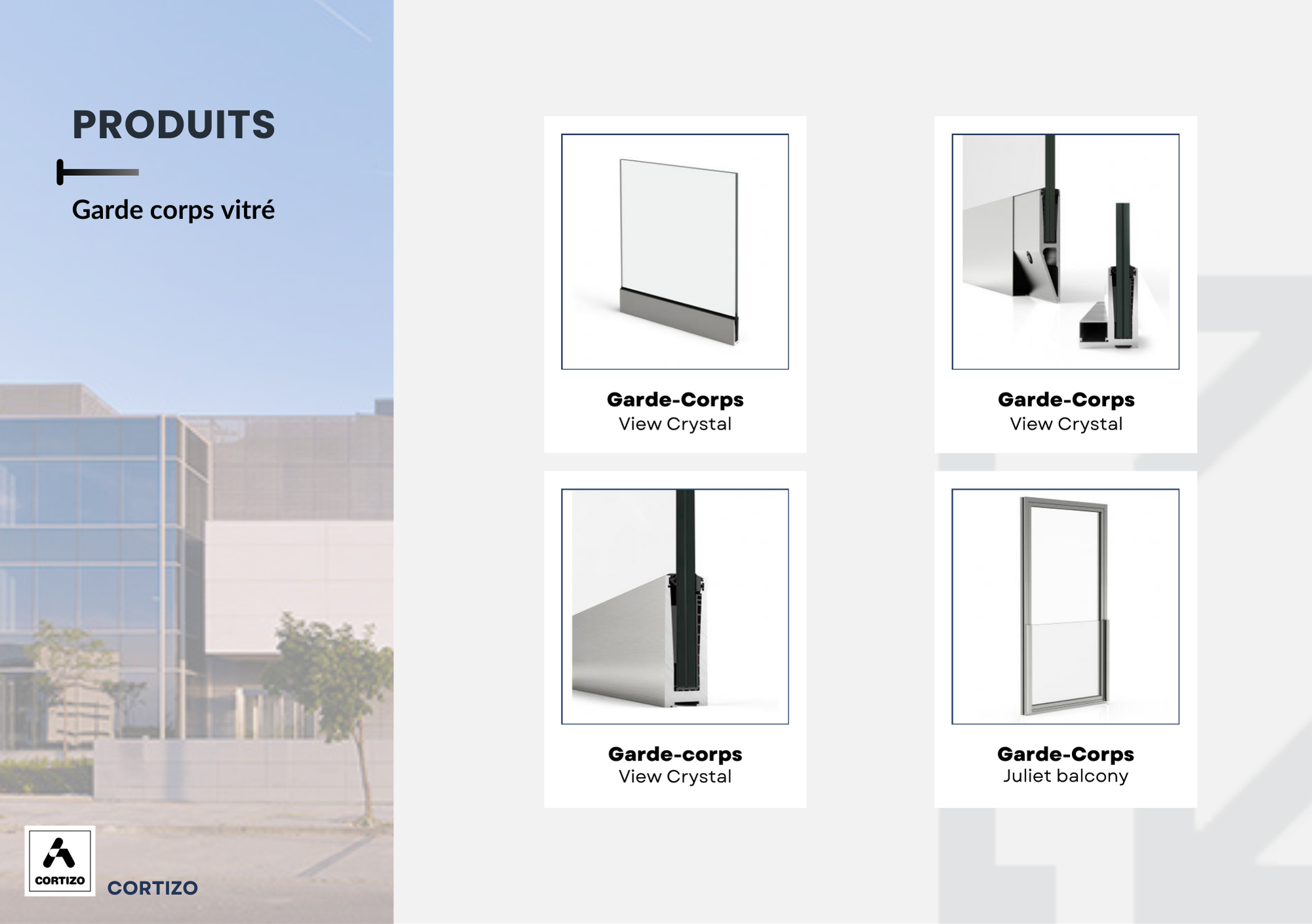 Garde corps vitré CORTIZO 